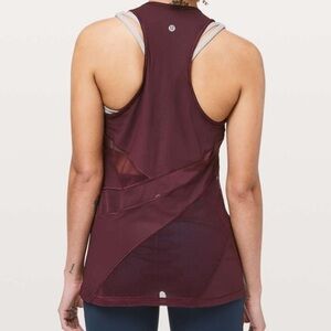 Lululemon Mesh in Motion Burgundy Sheer Panels Tank Top Size 4